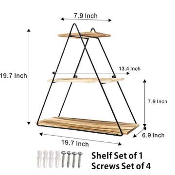 PENGKE Wall Shelf Modern Floating Shelves Bathroom 3 Tier Mounted Shelving Bedroom 20 Inch for Home Decor
