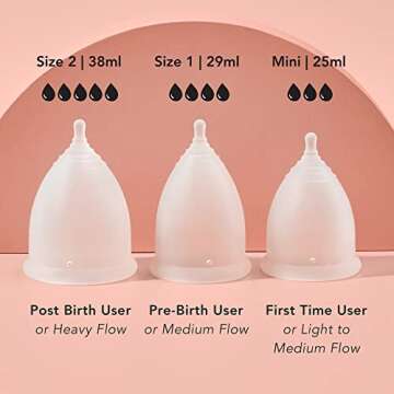 Rael Period Cups, Soft Reusable Menstrual Cup for Women, Medical-Grade Silicone, Light Flow, BPA-Free, Made in USA, Tampon and Pad Alternative (Size 1)