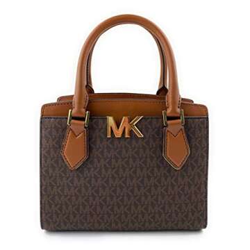 Michael Kors Women's Mott Signature Leather Crossbody Messenger Bag (Brown)