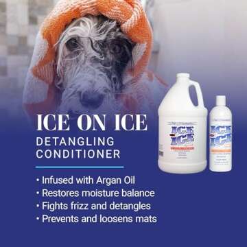 Chris Christensen Ice on Ice Detangling Dog Conditioner - Groom Like a Professional - Dematts, Moist...