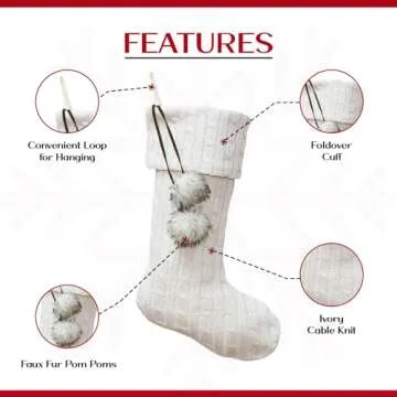 Cozy 20" Cable Knit Christmas Stockings Set of 3