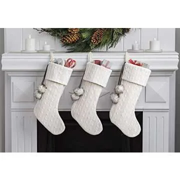 Cozy 20" Cable Knit Christmas Stockings Set of 3