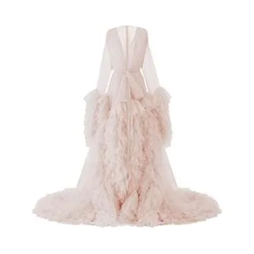 PLUVIOPHILY Maternity Tulle Dress Robe for Photoshoot Baby Shower Photography