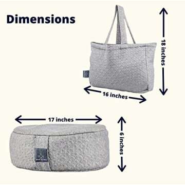 Unique Wellness Buckwheat Meditation Cushion (17”x13”6”), Meditation Pillows for Sitting On Fl...