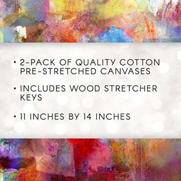 Darice Cotton Stretched Canvas, Pack of 2 – 11” x 14” Double Acrylic Primed Painting Canvas with Wooden Frame, Ideal for Acrylic or Oil Paints, Acid-Free, Medium Weight Blank Canvas