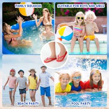 Halfchet Pack of 12 Unisex Kids' Flip Flops Bulk Multi Colors Child Boys Girls Flip Flops for Big Kids Non Slip Kids' Flip Flops for Summer Sport Beach Pool Party and Water Games (2 Big Kid)