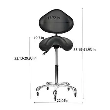 Cadiario Saddle Stool Rolling Chair - Ergonomic Swivel Seat with Wheels