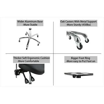 Cadiario Ergonomic Saddle Stool Chair with Back Support