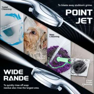 Razime 10''Rainfall Shower Head with Handheld Combo High Pressure 8+2 MODE built-in power wash, Stai...