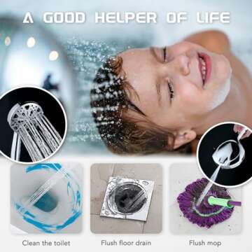 Razime 10''Rainfall Shower Head with Handheld Combo High Pressure 8+2 MODE built-in power wash, Stainless Steel Chrome Showerhead with 11'' Extension Arm Height/Angle Adjustable with Holder&60"Hose