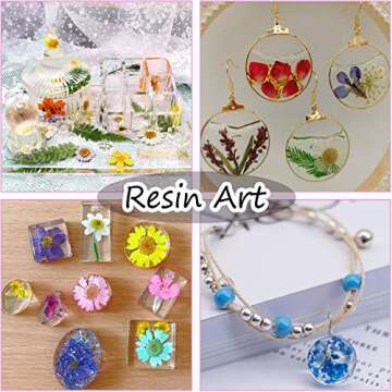 65 Pieces Real Dried Pressed Flowers and Leaves for Resin, Mixed Multiple Resin Flowers Natural Dry Flowers Colorful Daisy, Rose, Narcissus for Resin Jewelry Making,Soap, Candle,Nail Beauty and More