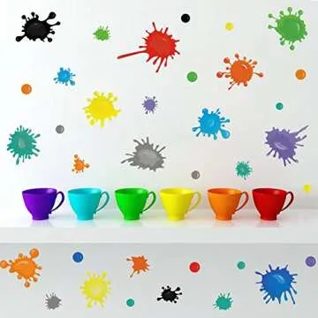 TOARTi Watercolor Paint Translucent Vinyl Wall Decal, 35pcs Splatter and Splotches Decor for Art Room Nursery Classroom