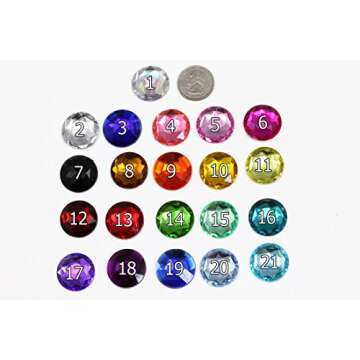 25mm Assorted Colors Flat Back Round Acrylic Rhinestones Plastic Circle Gems for Costume Making Cosplay Jewels Pro Grade Embelishments - 60 Pieces