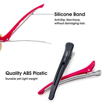 6 Professional Hair Clips for Women Styling Sectioning, Non-Slip Dividing Duckbill Hair Clips with S...