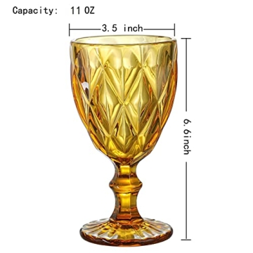 Heng River Vintage Amber Wine Glasses Set of 6