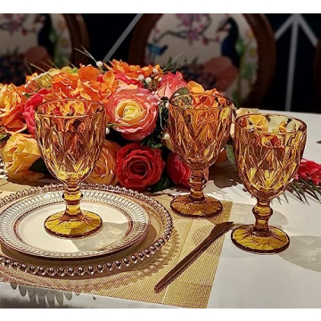 Heng River Vintage Amber Wine Glasses Set of 6