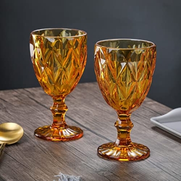 Heng River Vintage Amber Wine Glasses Set of 6