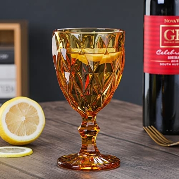 Heng River Vintage Amber Wine Glasses Set of 6