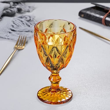 Heng River Vintage Amber Wine Glasses Set of 6