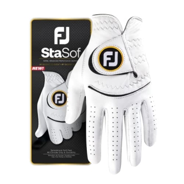 FootJoy Men's StaSof Golf Glove - Ultimate Comfort & Grip, White, Medium/Large