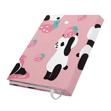FOR U DESIGNS Stretchable Book Cover Jumbo Fabric Book Covers Cute Panda Strawberry Book Protector W...