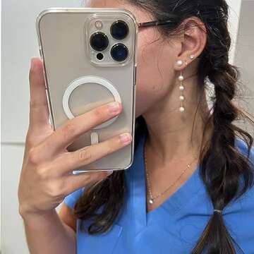 Voaino Long Pearl Earrings for Women 925 sterling silver Pearl Dangle Earrings Hypoallergenic Elegant Wedding Pearl Tassel Earrings for Bridal Christmas Gift