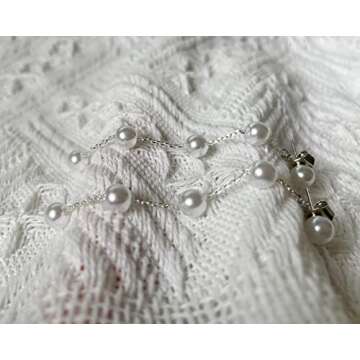 Voaino Long Pearl Earrings for Women 925 sterling silver Pearl Dangle Earrings Hypoallergenic Elegant Wedding Pearl Tassel Earrings for Bridal Christmas Gift