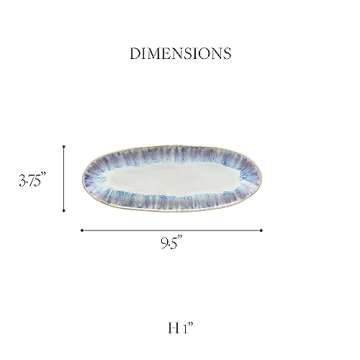 Costa Nova Ceramic Stoneware 10'' Oval Platter - Brisa Collection, Sal (White) | Microwave, Dishwash...