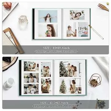 Spbapr Large Photo Album Self Adhesive 3x5 4x6 5x7 8x10 Pictures Magnetic Scrapbook 40 Blank Pages Linen Cover DIY Album with A Metal Pen Turquoise