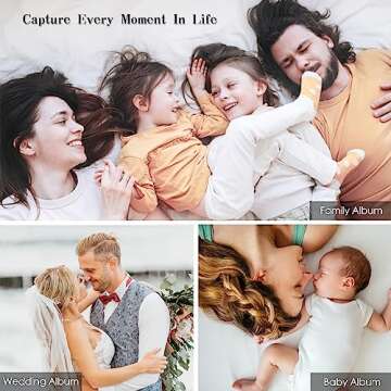 Spbapr Large Photo Album Self Adhesive 3x5 4x6 5x7 8x10 Pictures Magnetic Scrapbook 40 Blank Pages Linen Cover DIY Album with A Metal Pen Turquoise