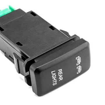 WeiSen Push Button with Rear Lights Symbol Blue Backlight ON-Off Switch with Connector Wire Kit Compatible with Toyota Tacoma Tundra 4Runner etc