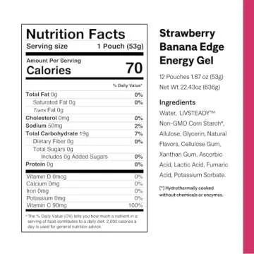 UCAN Edge Energy Gel Shots, Strawberry Banana (12, 2 Ounce Packets) for Running, Training, Workouts, Fitness, Cycling, Crossfit | Sugar-Free, Vegan, & Keto Friendly Energy