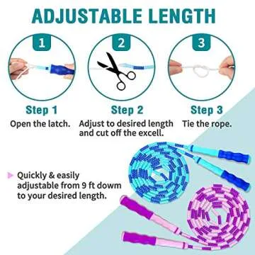 COOYOO Jump Rope Soft Beaded Skipping Rope (3 Pack), Premium Adjustable Free Segmented Tangle-Free Workout Fitness Cardio Skip Rope School Jumping Rope for Men Women Kids,9 Feet