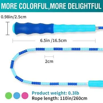 COOYOO Jump Rope Soft Beaded Skipping Rope (3 Pack), Premium Adjustable Free Segmented Tangle-Free Workout Fitness Cardio Skip Rope School Jumping Rope for Men Women Kids,9 Feet