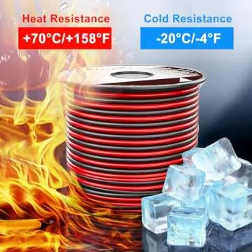 TYUMEN 12 Gauge Wire 50FT, 12 AWG Red Black Hookup Electrical Wire LED Strips Extension Cord 12V/24V DC Cable, 12AWG 2 Conductors Flexible Wire for in-Home, Autos, Schools use