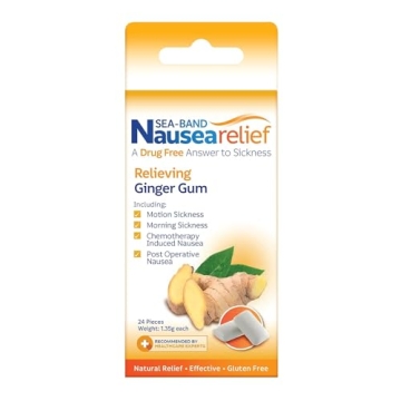 Sea-Band Natural Ginger Gum - 24 Count for Fast Nausea Relief