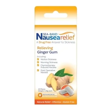 Sea-Band Natural Ginger Gum - 24 Count for Fast Nausea Relief