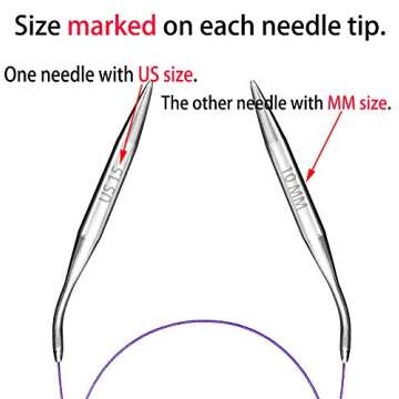 Circular Knitting Needles Set Round Needle Metal Magic Loop 40 Inch Size 15 11 9 7 4 1.5