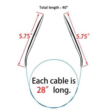 Circular Knitting Needles Set Round Needle Metal Magic Loop 40 Inch Size 15 11 9 7 4 1.5