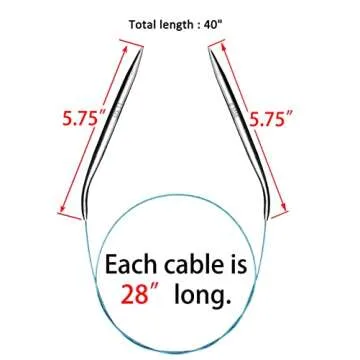 Circular Knitting Needles Set Round Needle Metal Magic Loop 40 Inch Size 15 11 9 7 4 1.5