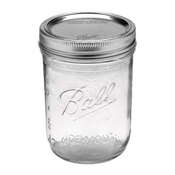 Ball Mason PINT Jars Wide-Mouth Can or Freeze with Lids and Bands, Set of 12, + Dissolvable Labels - (Set Of 60)