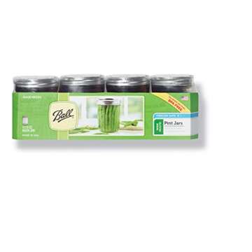 Ball Mason PINT Jars Wide-Mouth Can or Freeze with Lids and Bands, Set of 12, + Dissolvable Labels - (Set Of 60)