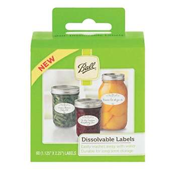 Ball Mason PINT Jars Wide-Mouth Can or Freeze with Lids and Bands, Set of 12, + Dissolvable Labels - (Set Of 60)