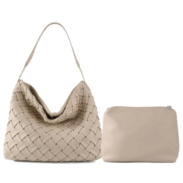 JINMANXUE Women Boston Bag Woven Vegan Leather Handbags Female Satchel Messenger Bag Fashion Shoulde...