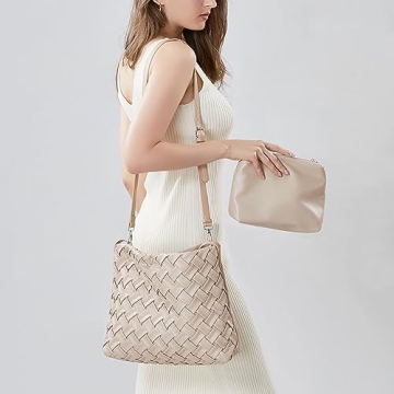 JINMANXUE Woven Vegan Leather Handbag for Women