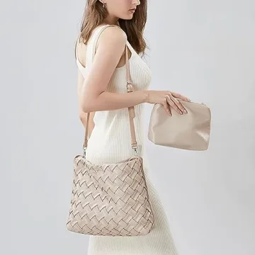 JINMANXUE Woven Vegan Leather Handbag for Women