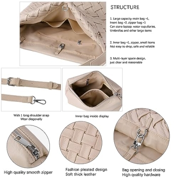 JINMANXUE Woven Vegan Leather Handbag for Women