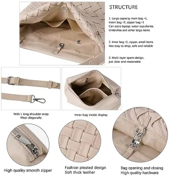 JINMANXUE Woven Vegan Leather Handbag for Women