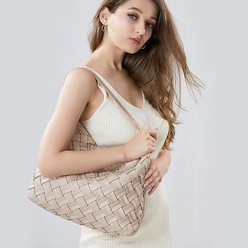 JINMANXUE Woven Vegan Leather Handbag for Women