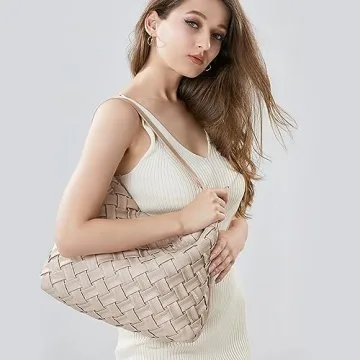 JINMANXUE Woven Vegan Leather Handbag for Women